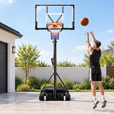 Adjustable Height 44''W Portable Basketball Hoop