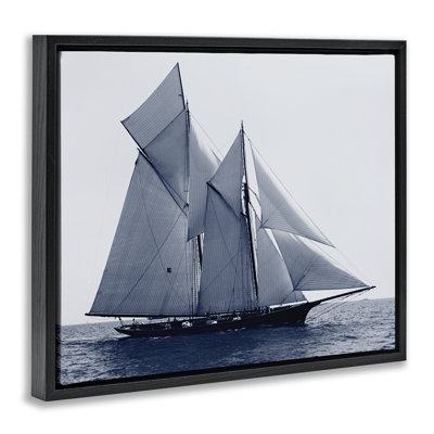 Serene Sea Vessel Framed Floater Canvas Wall Art, design by Stellar Design Studio
