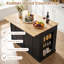Red Barrel Studio Large Kitchen Island Drop Leaf Breakfast Bar W/ Wood Top Shelves Drawers Black-1454318925