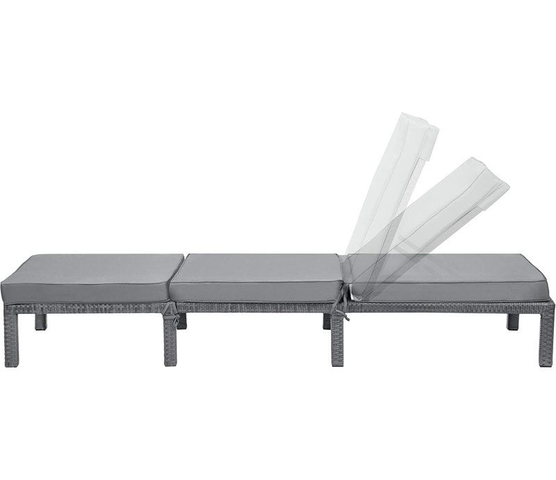 Berkow 182.78 cm Long Single Chaise with Cushions, Grey, Grey