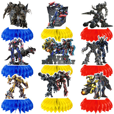 Transformers Birthday Party Supplies, 9 Pcs Transformers Honeycomb Centerpieces for Table Decoration Set