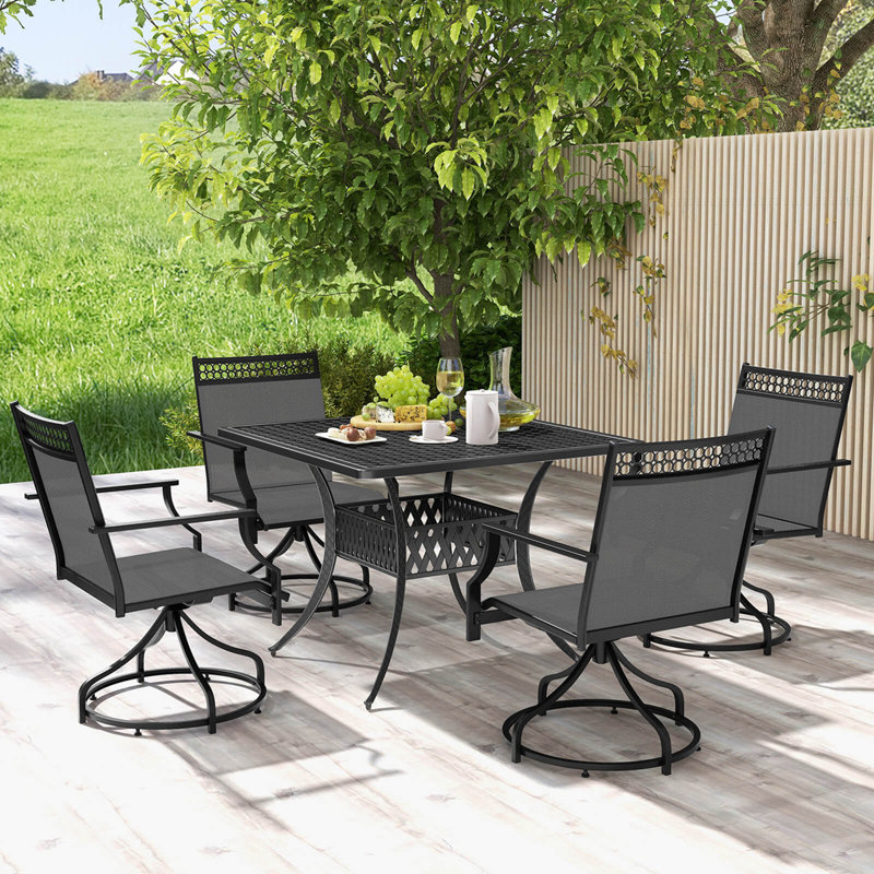 Ensemble de 4 chaises de patio pivotantes Lark Manor ™ avec structure en métal et tissu à séchage rapide