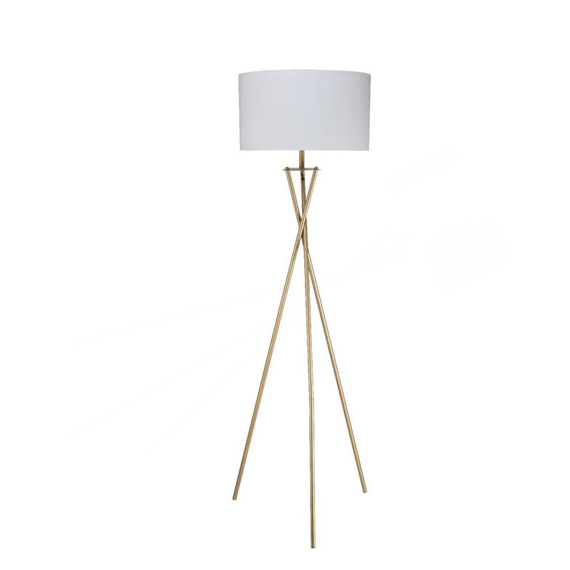 Lampe sur pied 64,5 po Mid-Century en métal de style sablier Ester