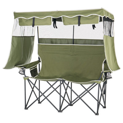Fauteuil inclinable double avec auvent et porte-gobelet, sarcelle