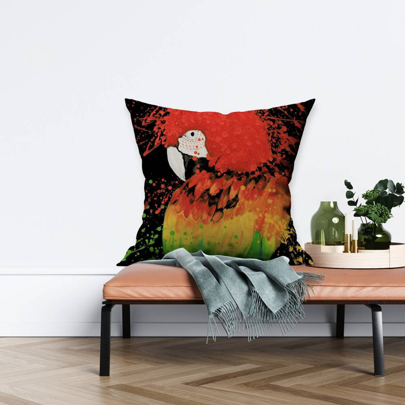 Rainbow parrot - 26"x26" Throw pillow cover - Poly twill - Print on demand, 26" x 26"