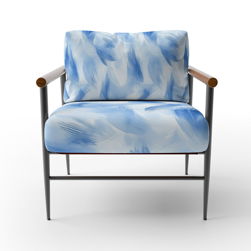 Fauteuil décoratif abstrait - Blue Breeze, Accoudoirs ronds