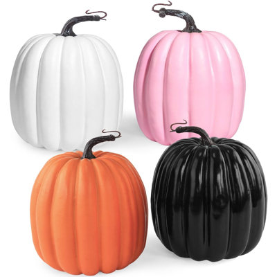 4PCS Fall Artificial Foam Pumpkins, 6 Inch Large Colourful Faux Harvest Pumpkins for Thanksgiving Seasonal Holiday Decor
