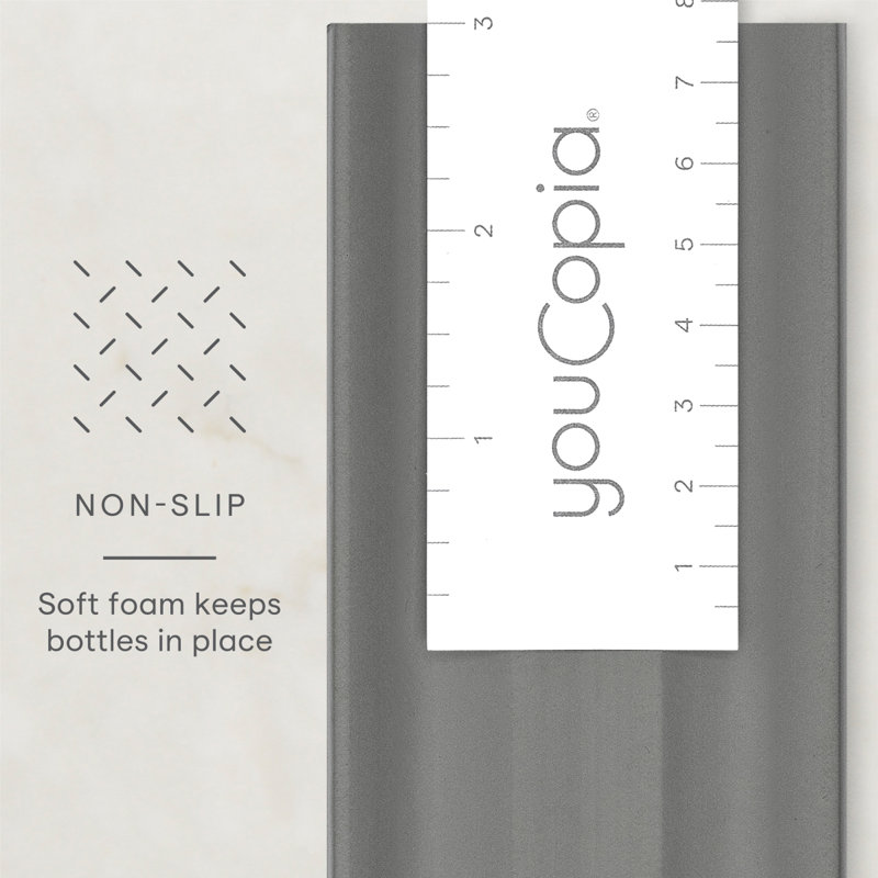 YouCopia® SpiceLiner® Adjustable Spice Drawer Liner, Spice Bottle and Jar Storage Organizer Insert, Grey