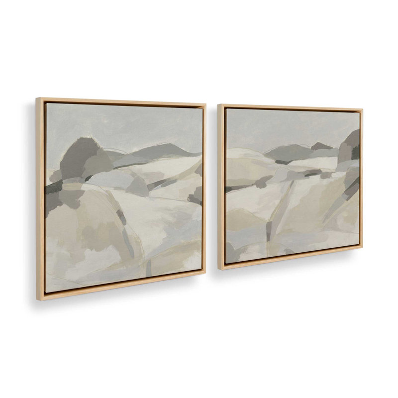 Ensemble de 2 couches de paysage discret, H 13 po x l 26 po x P 1,75 po, Cadre américain en érable flottant