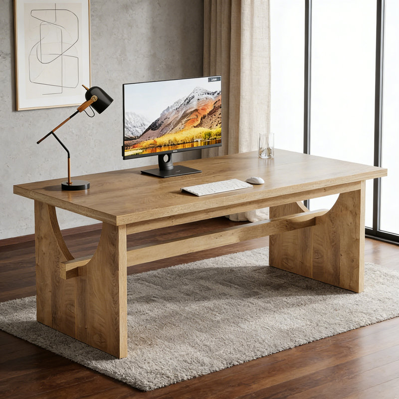 63" Farmhouse Executive Desk, Large Office Computer Desk & Conference Table