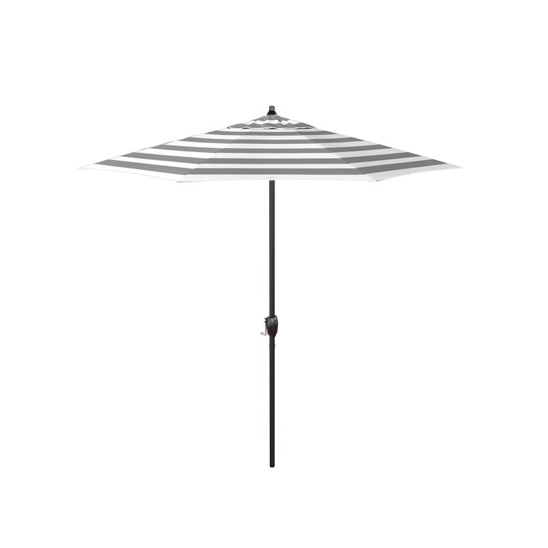Parasol de marché 7 pi 5 po Bala, Rayure Cabana grise / blanche