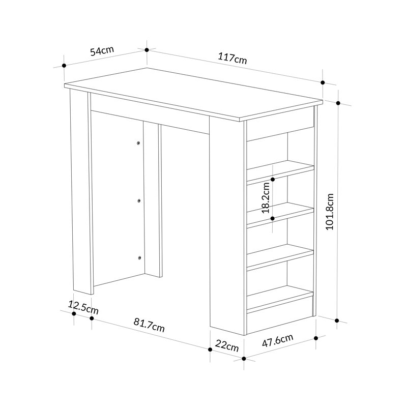 Liviah 117 Dining Table Stylish Multi-Functional Kitchen Table, White, White