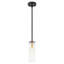 Mini-luminaire suspendu moderne 1 lumière avec hauteur réglable - Abat-jour en verre transparent nervuré de 9,84 po pour îlot de cuisine, finition noire et dorée, base E12, répertorié ETL