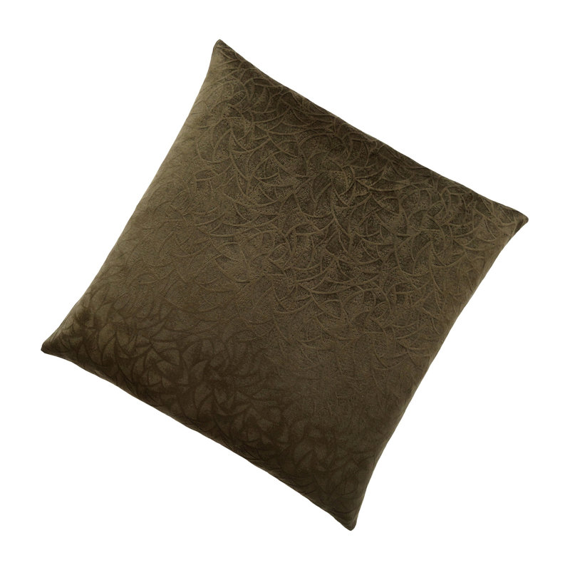 Coussin décoratif Yulu, carré de 18 pouces, jacquard floral, Marron foncé