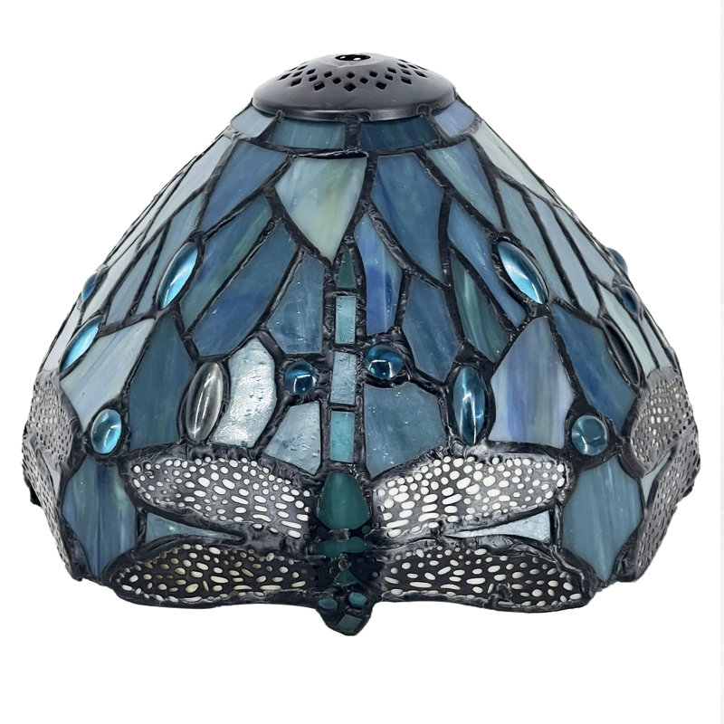 Petit abat-jour libellule de style libellule en verre coloré de style libellule bleu seulement 8 pouces pour lampe de table, luminaire suspendu
