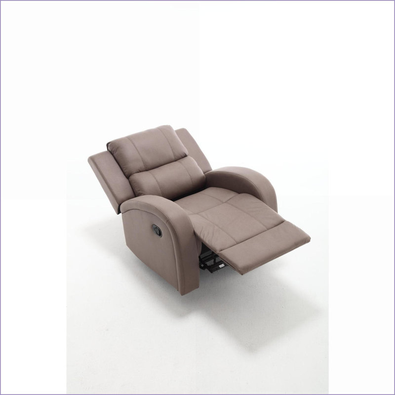 Recliners Modern Manual Recliner Chair, Compact 32.68” Wide | Faux Leather | Walnut Brown