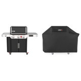Genesis Weber 3 - Burner Free Standing 39000 BTU Gas Grill with Side Burner and Cabinet 2 Piece Set