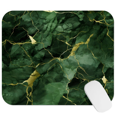 Abstract Green Gold Geode Crystal Dream Crystals Geode Modern Marble Agate Fractal Gaming Cute Office Laptop Desk Pad Gift Mat Square Rectangle Non-Slip Mousepad