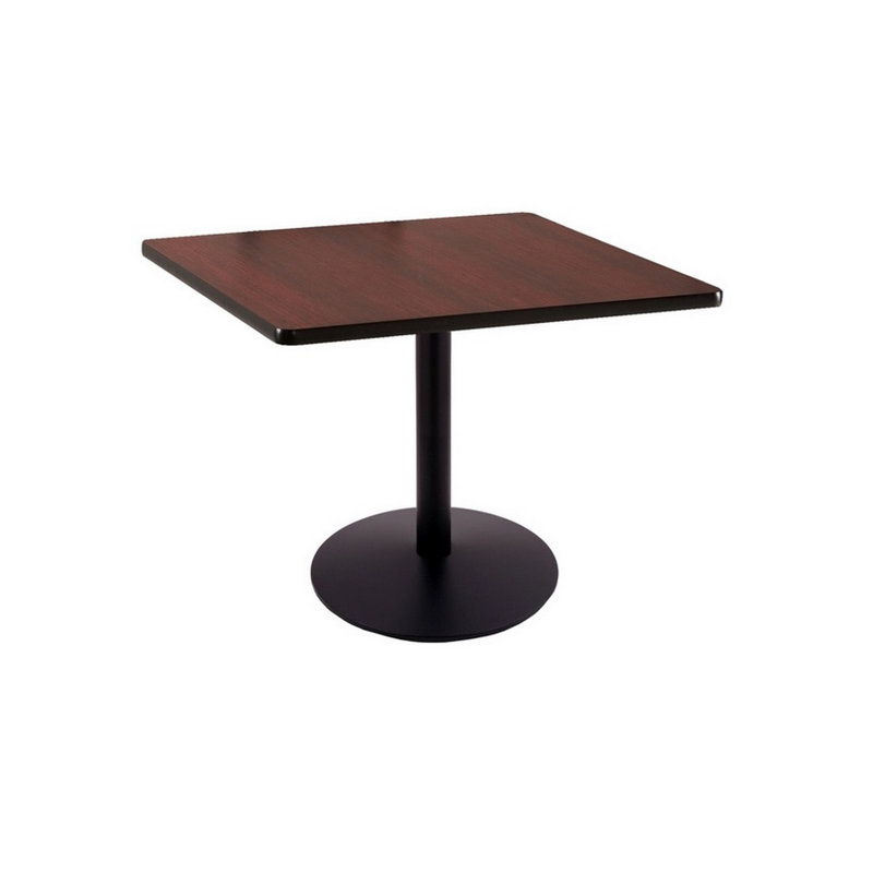 Black Square Wood Dining Table with Adjustable Feet