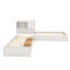 Structure de lit simple en L avec lit gigogne et tiroir en L, lit plateforme en coin bas 3-en-1 avec bureau intégré-35208884