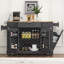 Îlot de cuisine cannelé K&K avec armoire de rangement pour poubelle, prise de courant, support de rangement interne, îlots de cuisine roulants sur 5 roues avec 3 tiroirs, 3 supports latéraux ouverts pour poubelle de 10 gallons, noir-1440802089