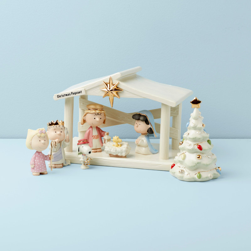 NATIVITY Peanuts The Christmas Pageant & Creche 8-Piece Set