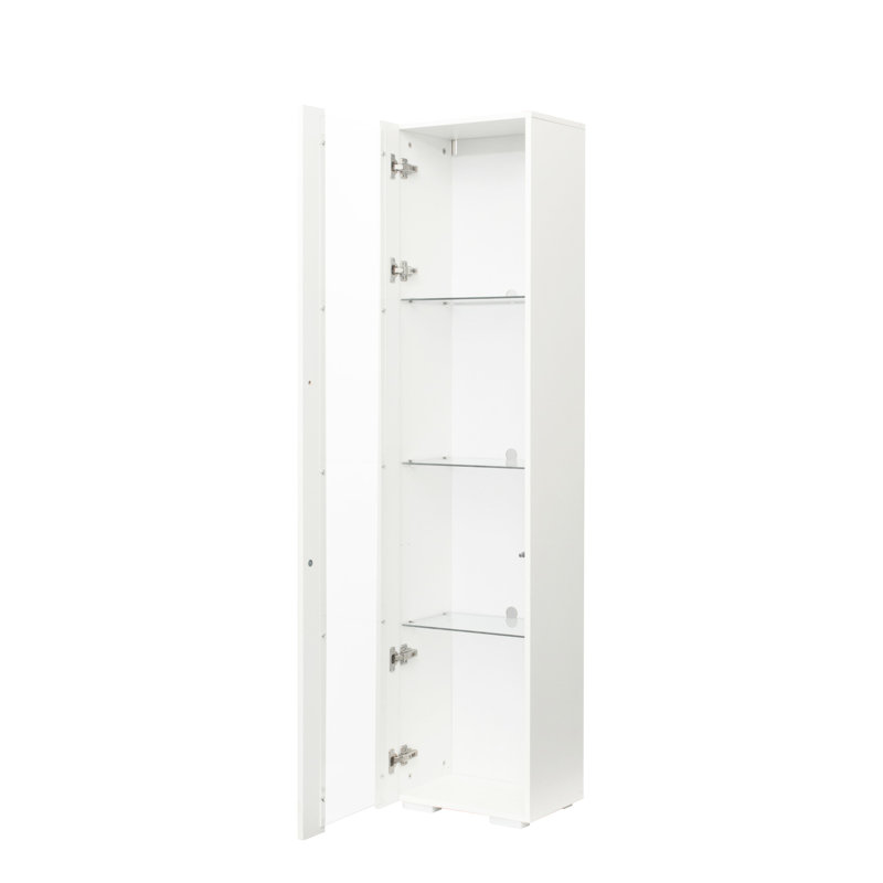 White Side Cabinet With 15mm Particleboard And American Standard Lamp, W40x29xh170cm, Modern Storage Aluminum Strip Particleboard, Functional Piece