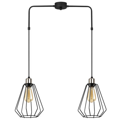 Luminaire suspendu géométrique à 2 lumières pour îlot de cuisine Epsom