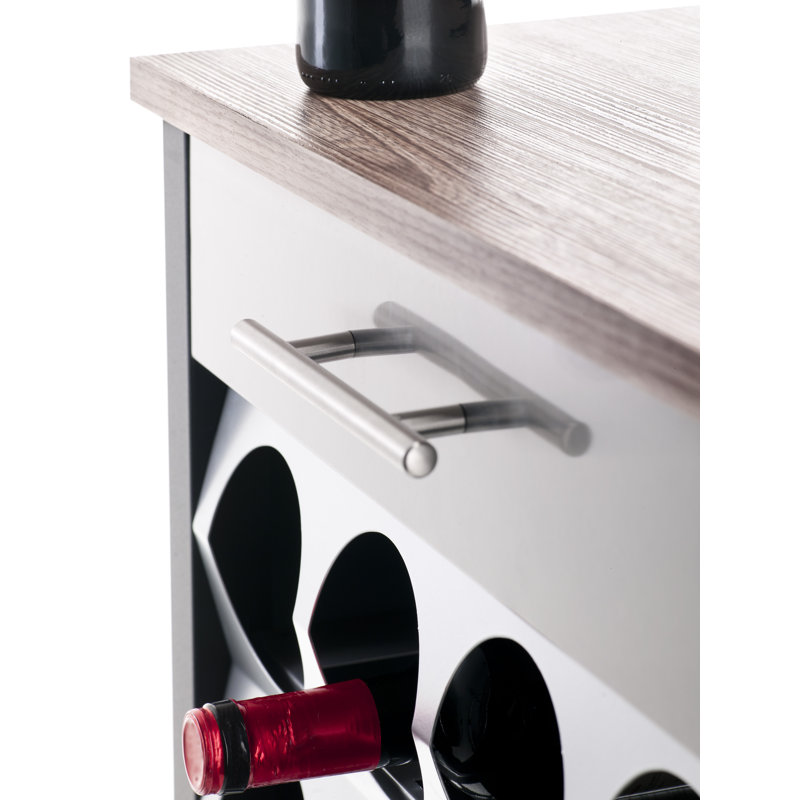 Nena 18 Bottle Floor Wine Bottle Rack, Black, Oak