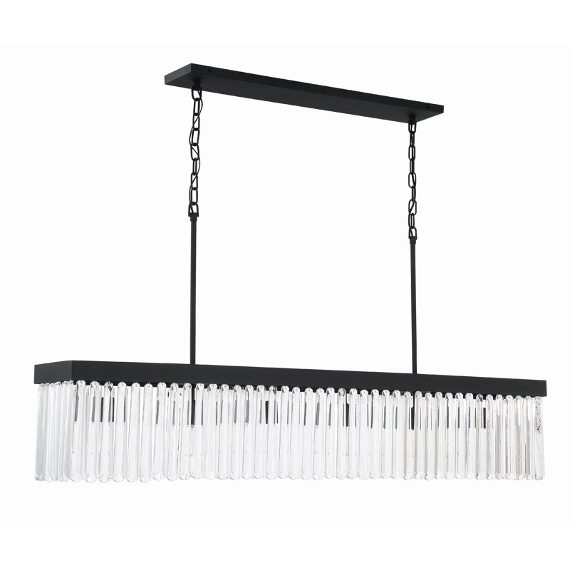 6 - Light Modern Linear Chandelier, Black