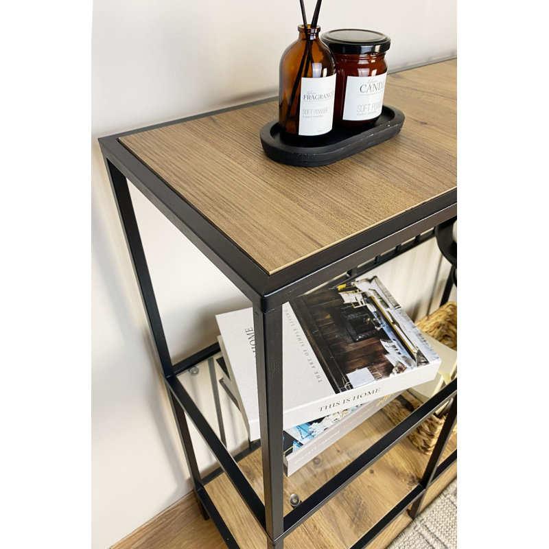 Buffet moderne avec plateau en verre trempé, 31,5 po x 35,4 po x 11,8 po | 100% aggloméré mélaminé et structure en métal, parfait pour les solutions de rangement dans le salon et la salle à manger