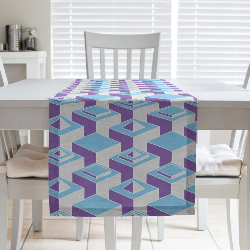 Classic Skyscrapers Table Runner, 16" x 90", Light Teal/Purple