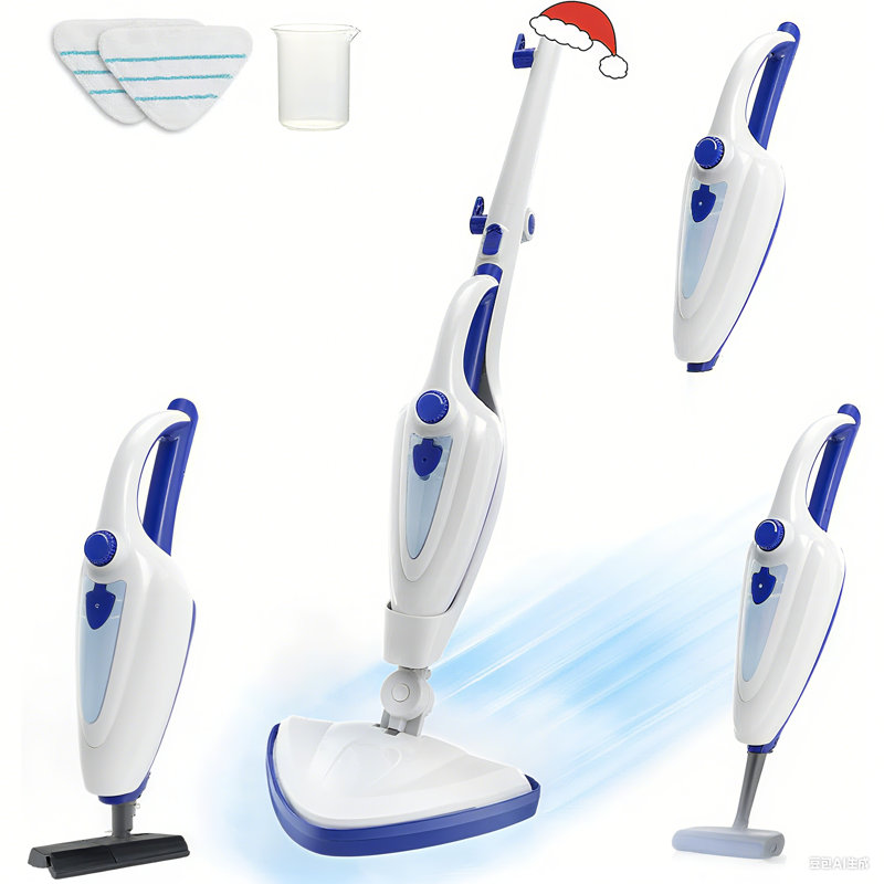 12-in-1 Steam Mop, Fast 15-sec Heat-up, 1500w Detachable Handheld Steam Cleaner With 2 Dirt Grip Pads, Removes 99.99% Stubborn Stains For Hardwood Floors, Clothes, Windows, Tiles, Furniture, White