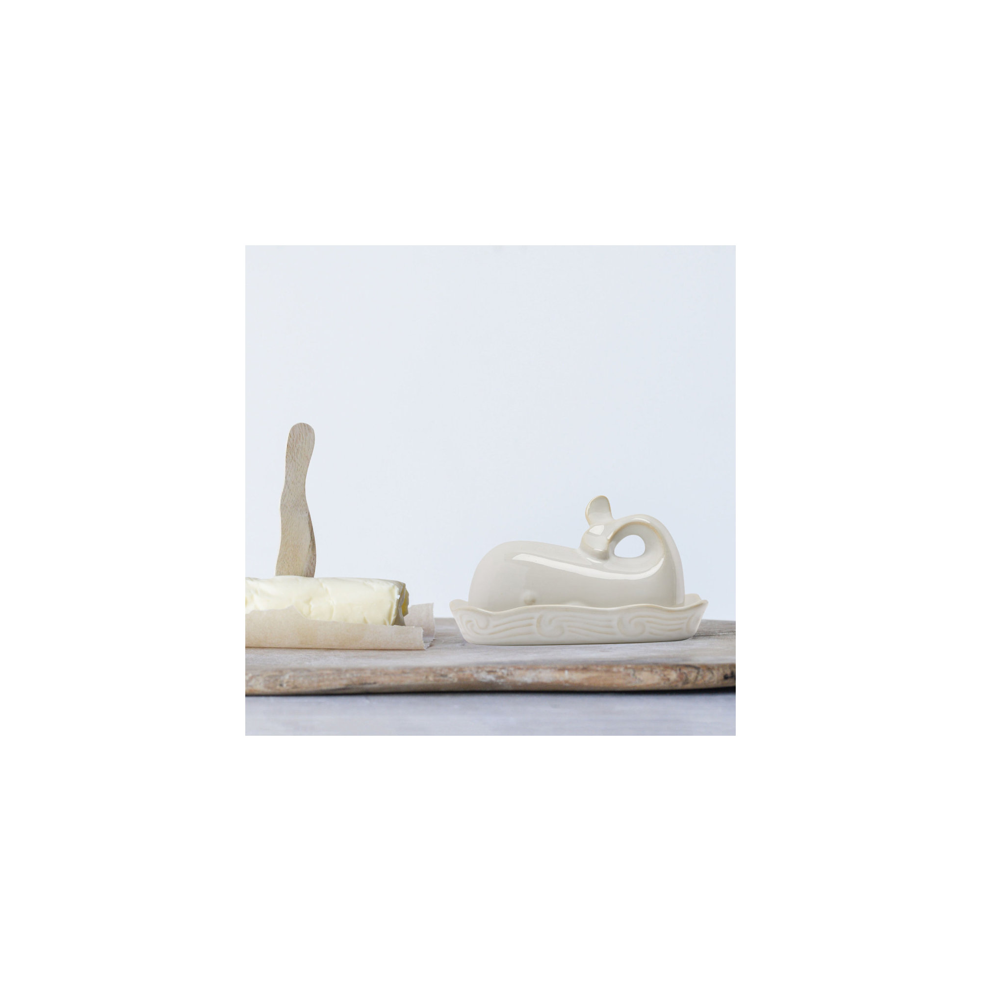 Leonida Novelty Ceramic Butter Dish, White