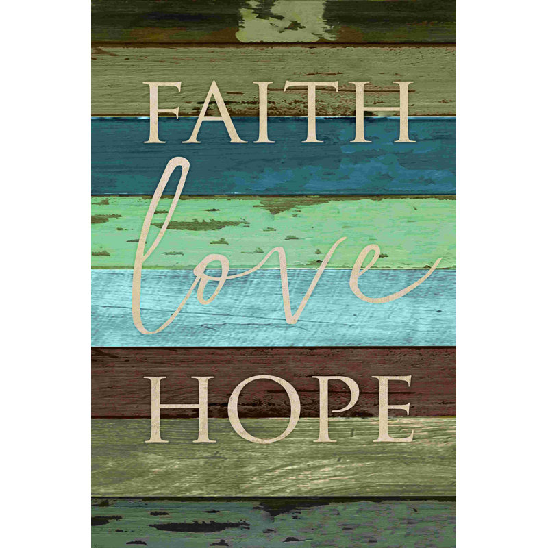 Faith Love Hope Wood, H 18 po x l 12 po