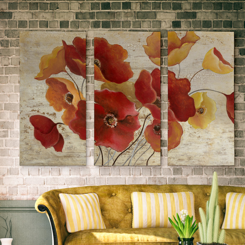 Flandres Fields-reproduction d’art sur toile 3 pièces, H 24 po x l 36 po x P 1,5 po