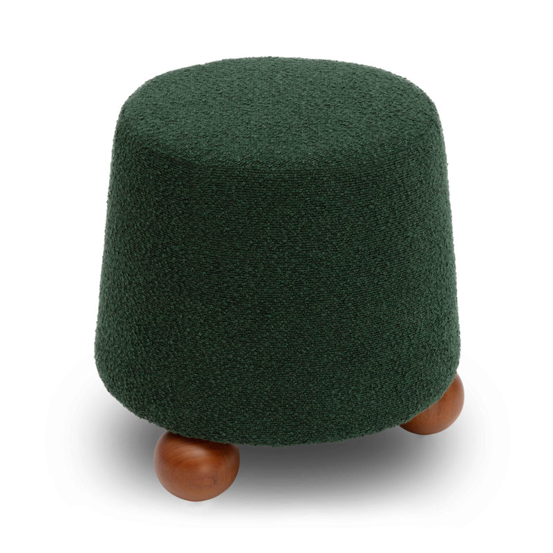 Tabouret Jaine Boucle, Noyer, Mélange de polyester, Vert