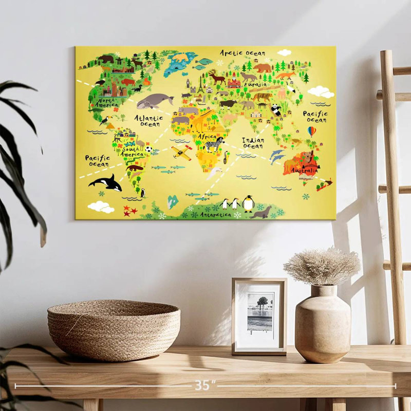 Carte du monde des animaux Keiri, H 16 po x l 24 po