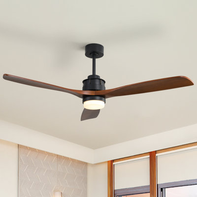 Kemp 60" 3-Solid Wood Blade Modern Large Ceiling Fan With Lights,Remote