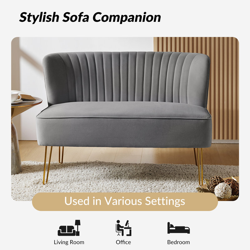 Euclid Upholstered 45'' Loveseat, Gray Velvet