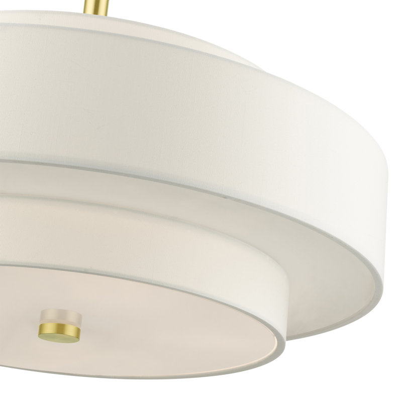 Flaire 5-Light Chandelier, Blanc cassé, Laiton satiné