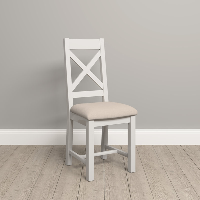 Windsor 50.5cm H Fabric Upholstered Cross Back Side Chair, Ivory