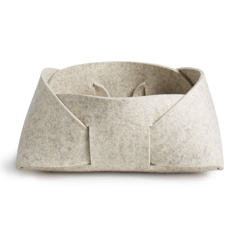 Double Tuck Decorative Basket, 6" H x 13" W x 10" D, Heathered Off-White