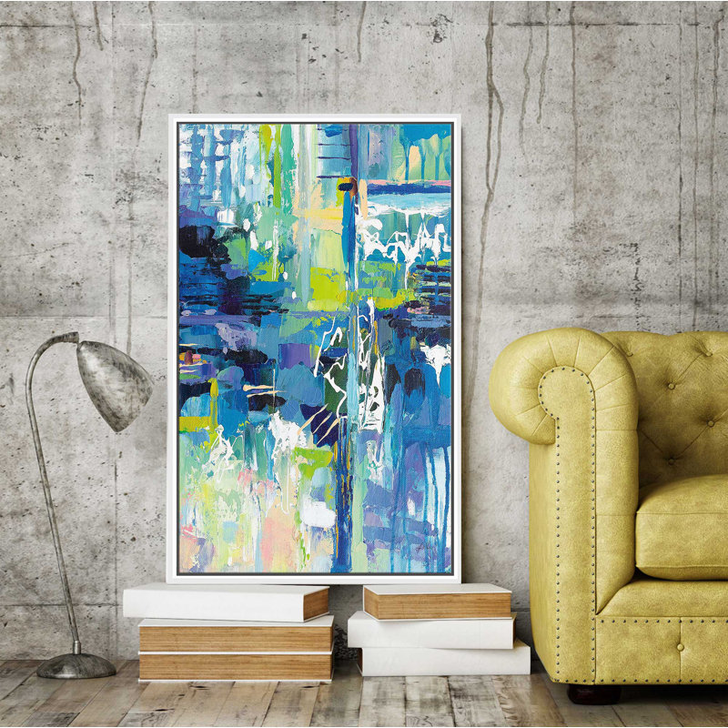 Sequence par Jeanette Vertentes - Peinture, Cadre flottant blanc, H 51,5 po x l 31,5 po x P 2 po