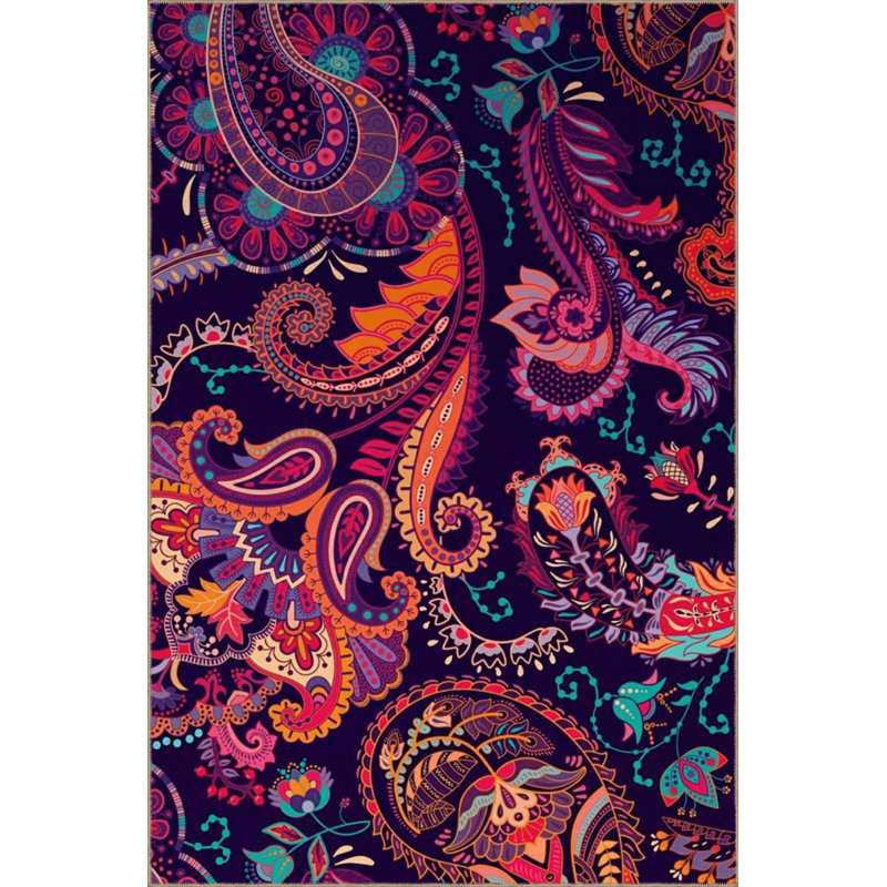 Tapis décoratif multicolore à motif floral surréel, Rectangle 2 pi 4 po x 4 pi