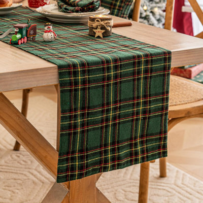 Plaid Christmas Table Runner, Winter Holiday Table Runners 72 Inches Long, Xmas Decorations Indoor Outdoor Farmhouse Home Kitchen Dining Party Décor