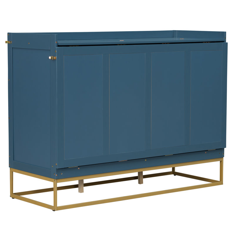Lit escamotable avec pieds en fer, design moderne, Blue