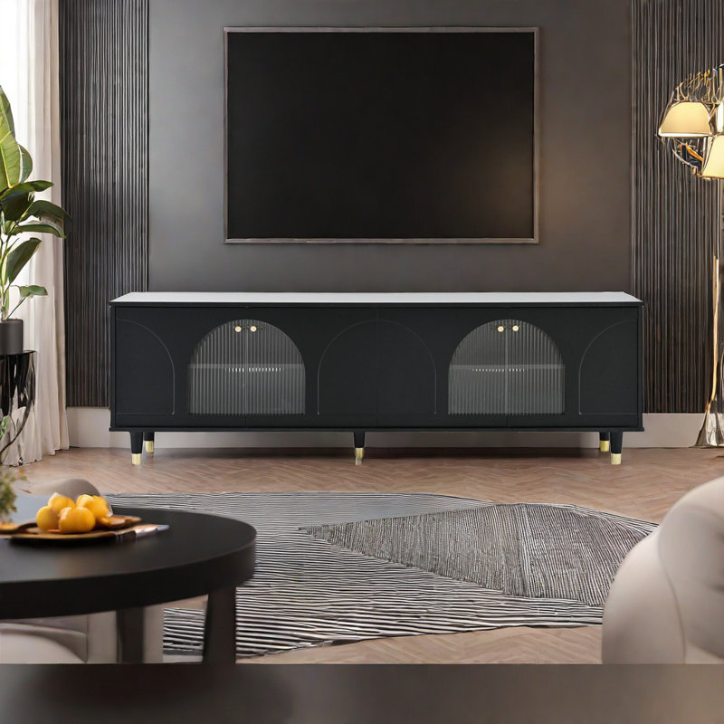 Crédence de rangement l 69,6 po Kaylanna, Noir