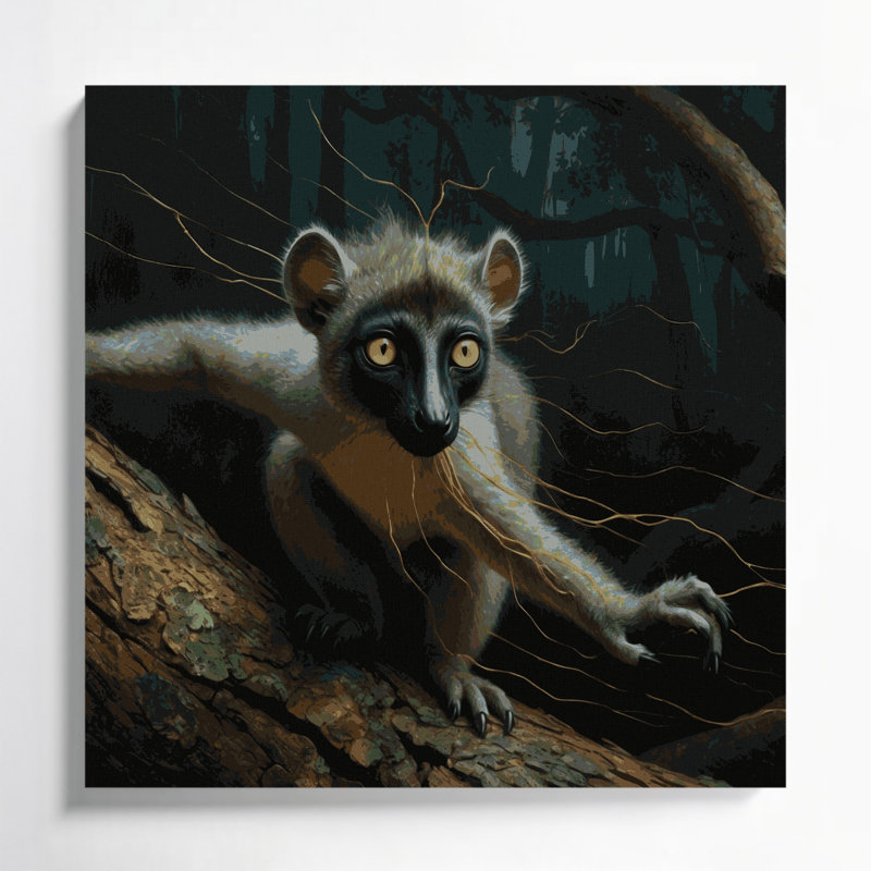 Wildlife Aye aye Gray Canvas Wall Art