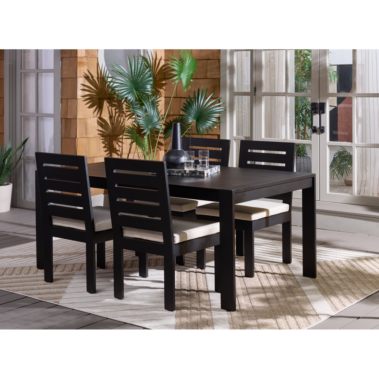 Dwyer 37" Patio Dining Set, Black